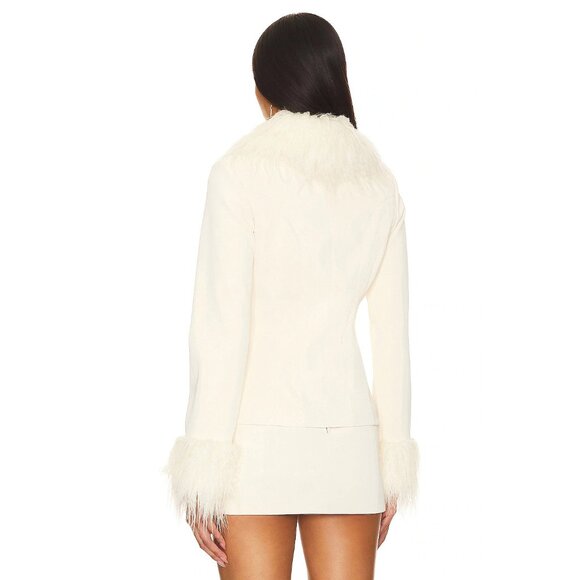 LOBA Anabella Faux Leather Jacket in Off White - Picture 3 of 4